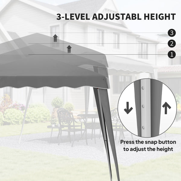 Outsunny 3 M x 3 M Base/ 2.5 M x 2.5 M Top Pop Up Gazebo, One Person Setup Instant with Carry Bag, Height Adjustable Slant Leg Party Tent Instant Event Shelter for Garden, Patio, Black