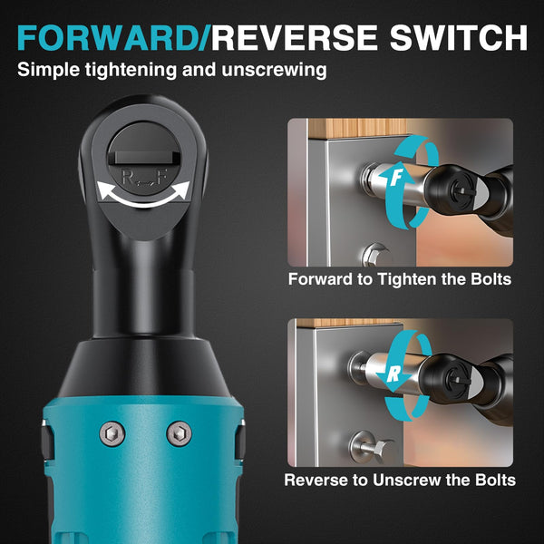 Funnyway 20V Cordless Ratchet Wrench, 3/8”Cordless Ratchet, Max Torque 80N.m, 320RPM Power Battery Ratchet with Variable Speed, Including 2 x 2.0Ah Batteries, LED Light, 6 Sockets (Red)