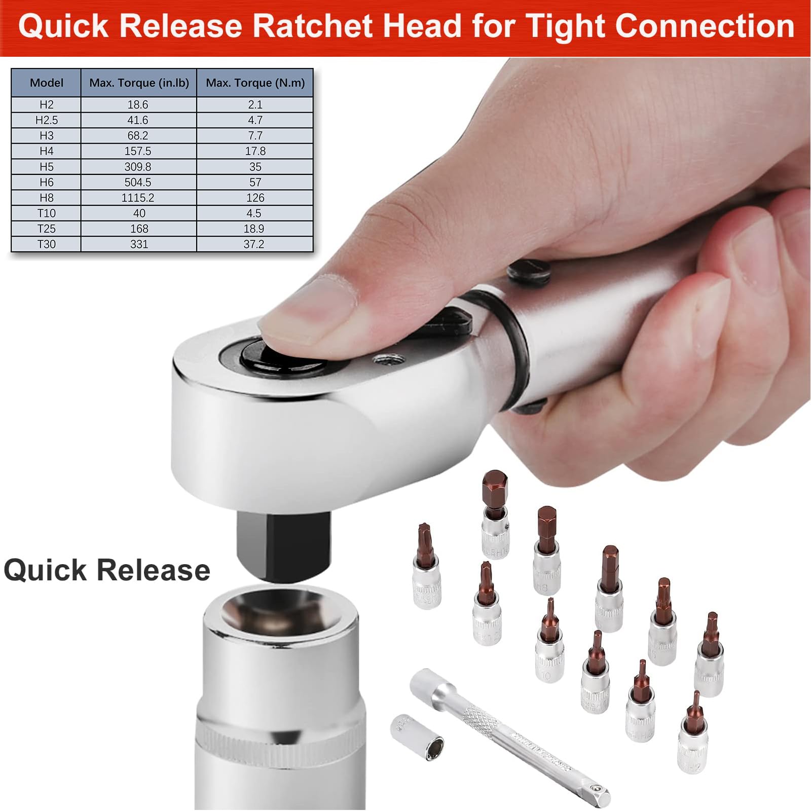 ATsafepro Torque Wrench 3/4 Inch, 100-600 Nm Torque Wrenchs, ±3% Error Accuracy with 48 Teeth Dual-Direction Adjustable for Repair of Car, Truck, Tractor