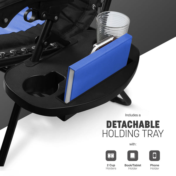 KEPLIN Set of 2 XXL Premium Heavy Duty Padded Zero Gravity Chairs - Luxurious Garden Recliners, Adjustable Headrest, Cup & Phone Holder, Foldable, Easy to Clean Patio Sun Loungers(Black)