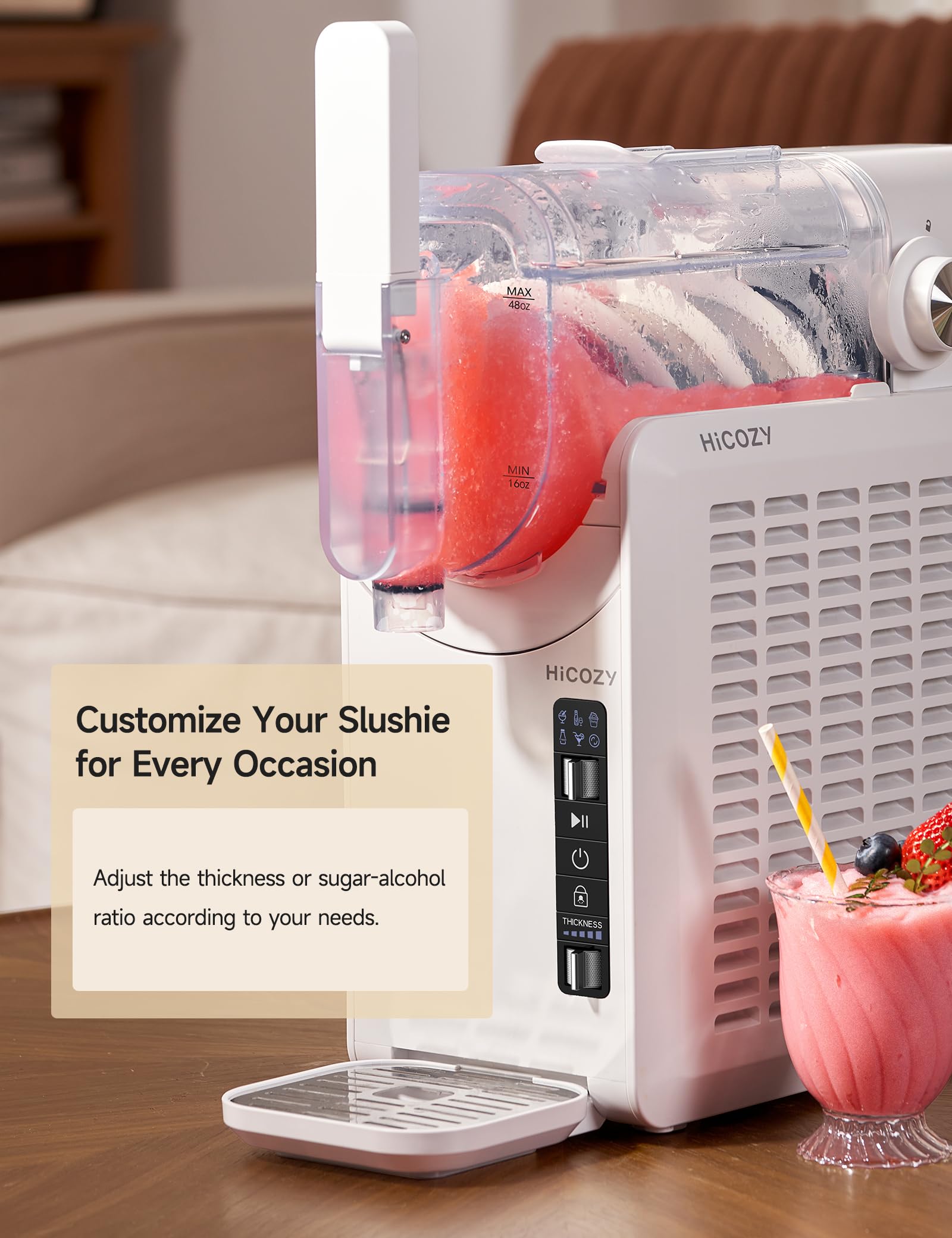 HiCOZY F1 Slushie Machine, Professional Frozen Drink Maker, Slushy Machine for Home, No Ice Needed, Self-Cleaning, 5 Presets for Milkshakes, Cocktail, Frappes, and More
