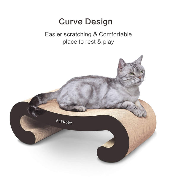 Aibuddy Cat Scratcher, 2 in 1 Cat Scratching Pad Post Bed Lounge with Catnip, Durable Cardboard & Construction (55 x 22 x 19 cm ?44 x 22 x 13.5cm)