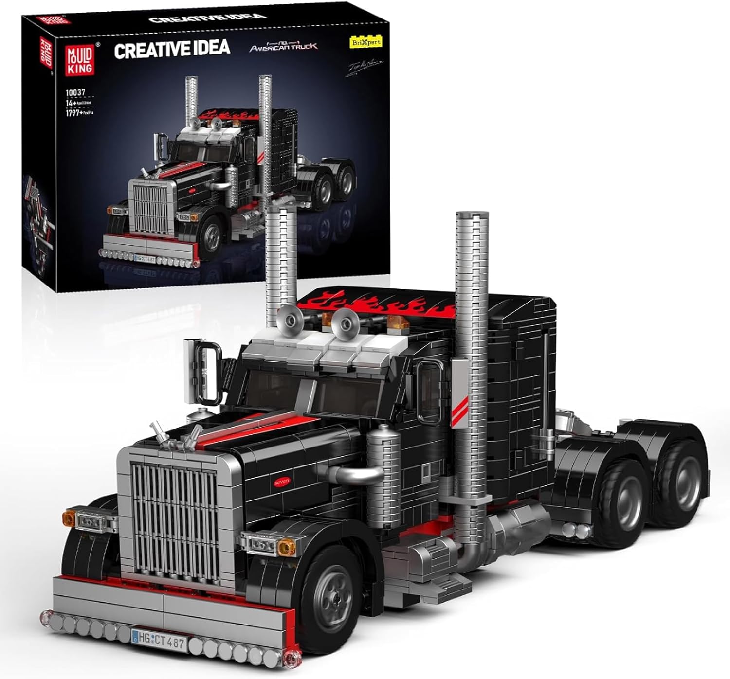 Mould King 10037 Heavy Duty Tow Truck Building Set, Road Trailer Building Blocks Kit, Car Model Toys for Kids/Adult/Vehicle Enthusiasts(1797 Pieces)