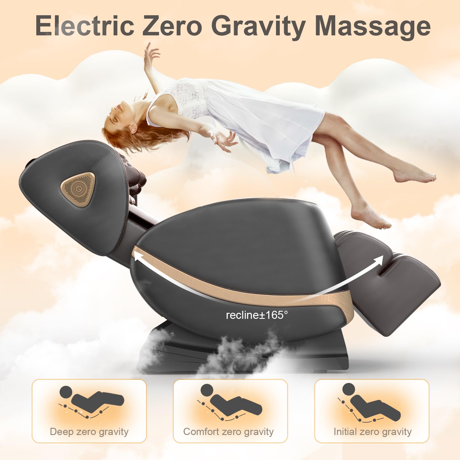 2025 Upgrade Massage Chair, Full Body Massage Chair with 10 Fix Points, Heating, Foot Massage, Auto Modes, Bluetooth Speaker, Touch Screen Controller, Zero Gravity Home Office