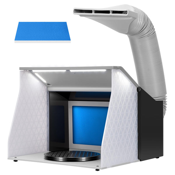 VIVOHOME Dual Fans Airbrush Paint Spray Booth with 4 LED Lights Turn Table and Filter Hose, Portable Airbrush Booth for Painting Model Craft