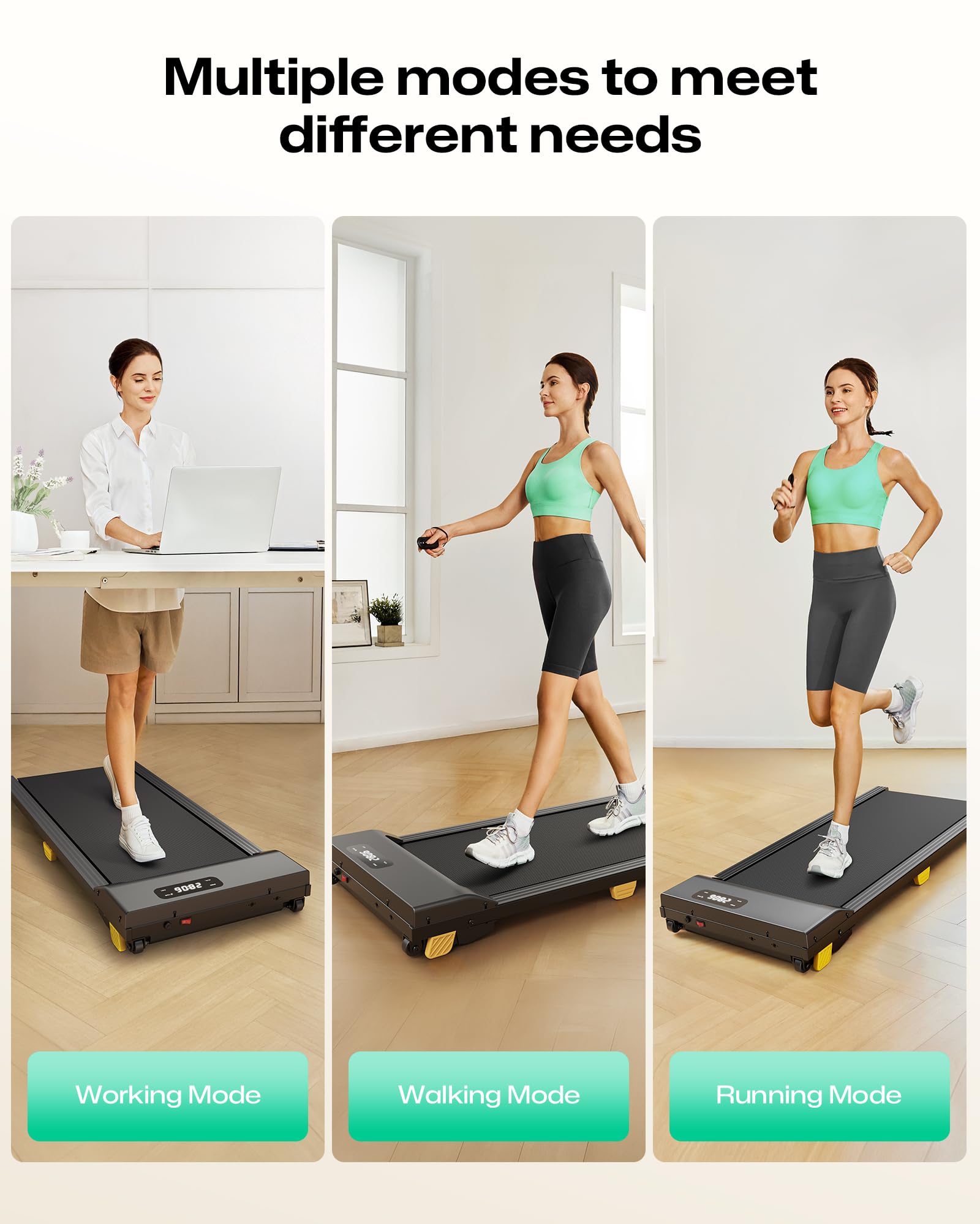 Walking Pad Compact Treadmills for Home, Under Desk Treadmill equipped with 38x90cm Walking Area, Walk Pads 1-6 km/h with Shock Absorption, Remote Control and LED Display, Quiet Motor