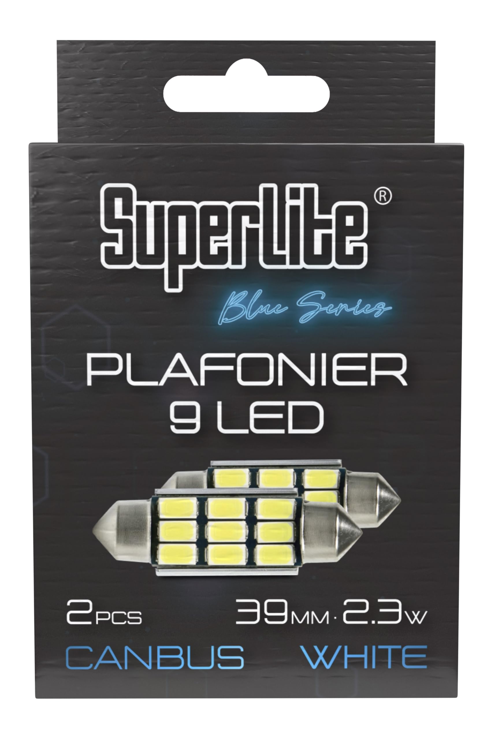Superlite Set of 2 T10 Bulbs with 18 Leds from the Blue Series range. CanBus Technology and 6500K Colour Temperature. Ideal for Car and Truck.
