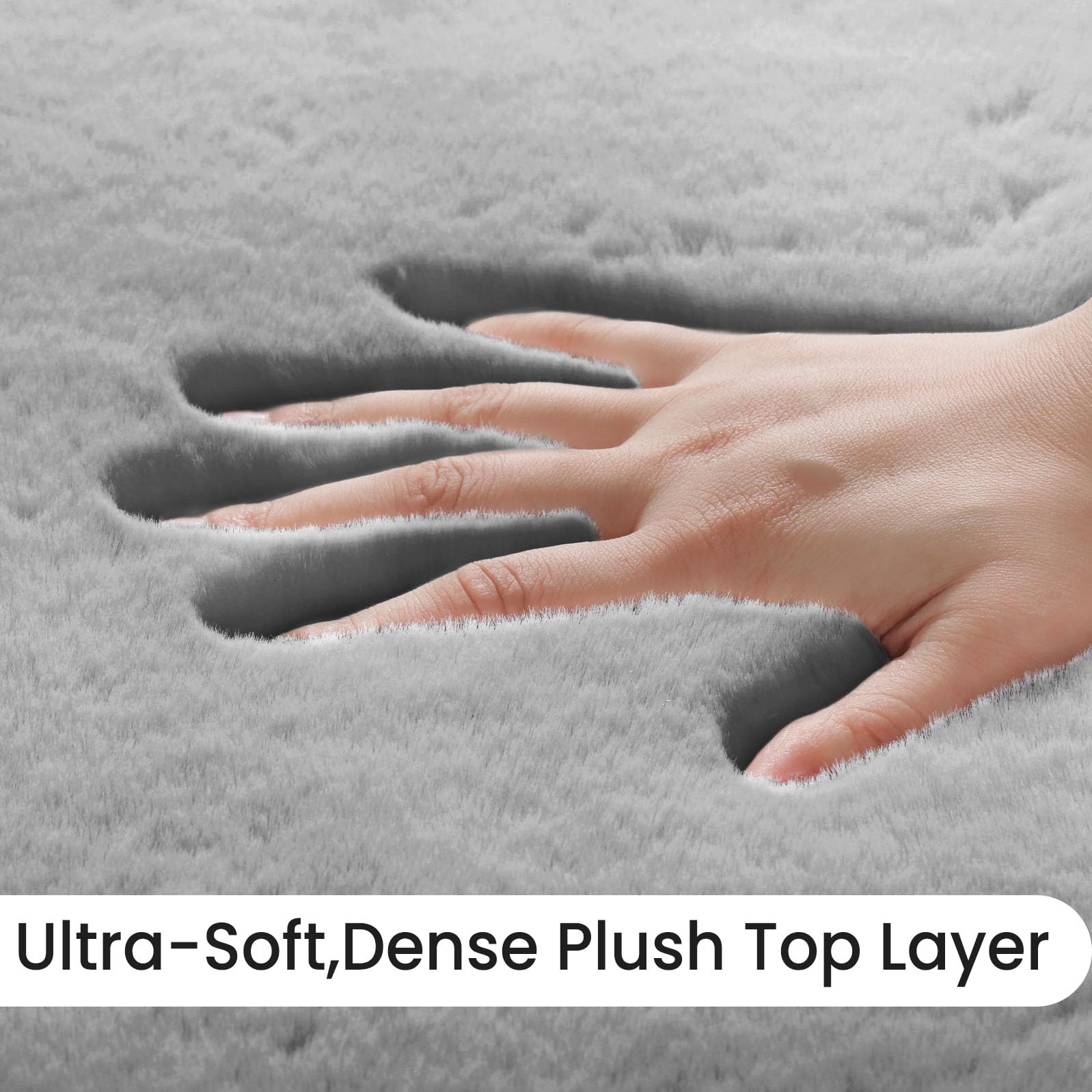 Sour Lemon Rugs Living Room - Grey Area Rugs for Bedroom Faux Rabbit Fur Large Rug, Anti Slip Rug Large Smooth Floor Carpet Short Pile Area Rug for