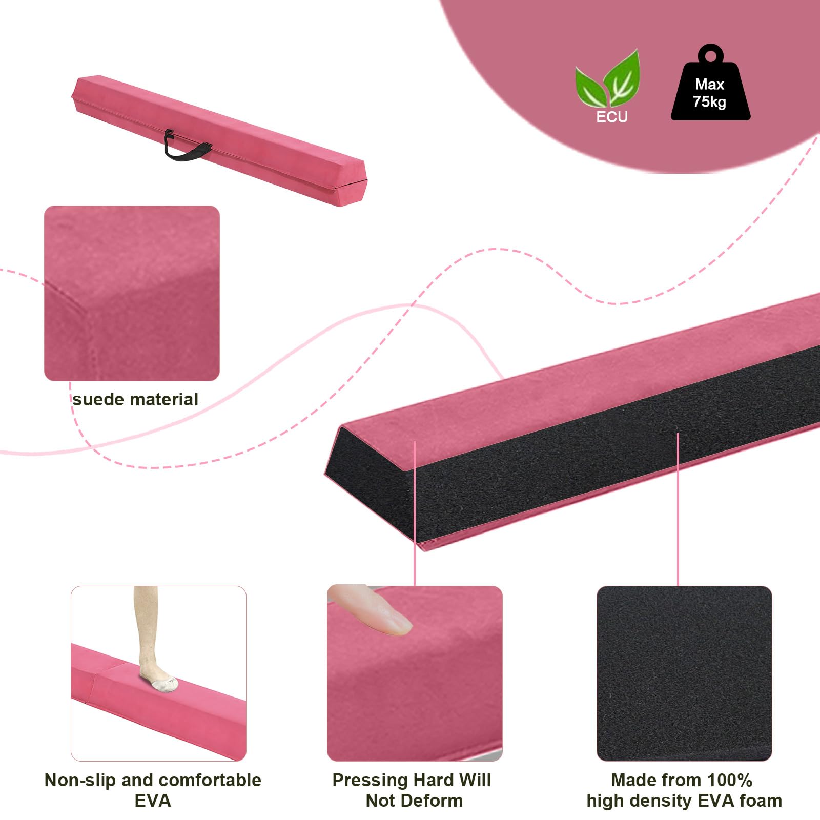 FBSPORT 240 CM Gymnastics Balance Beam for Kids - Folding Training Beam