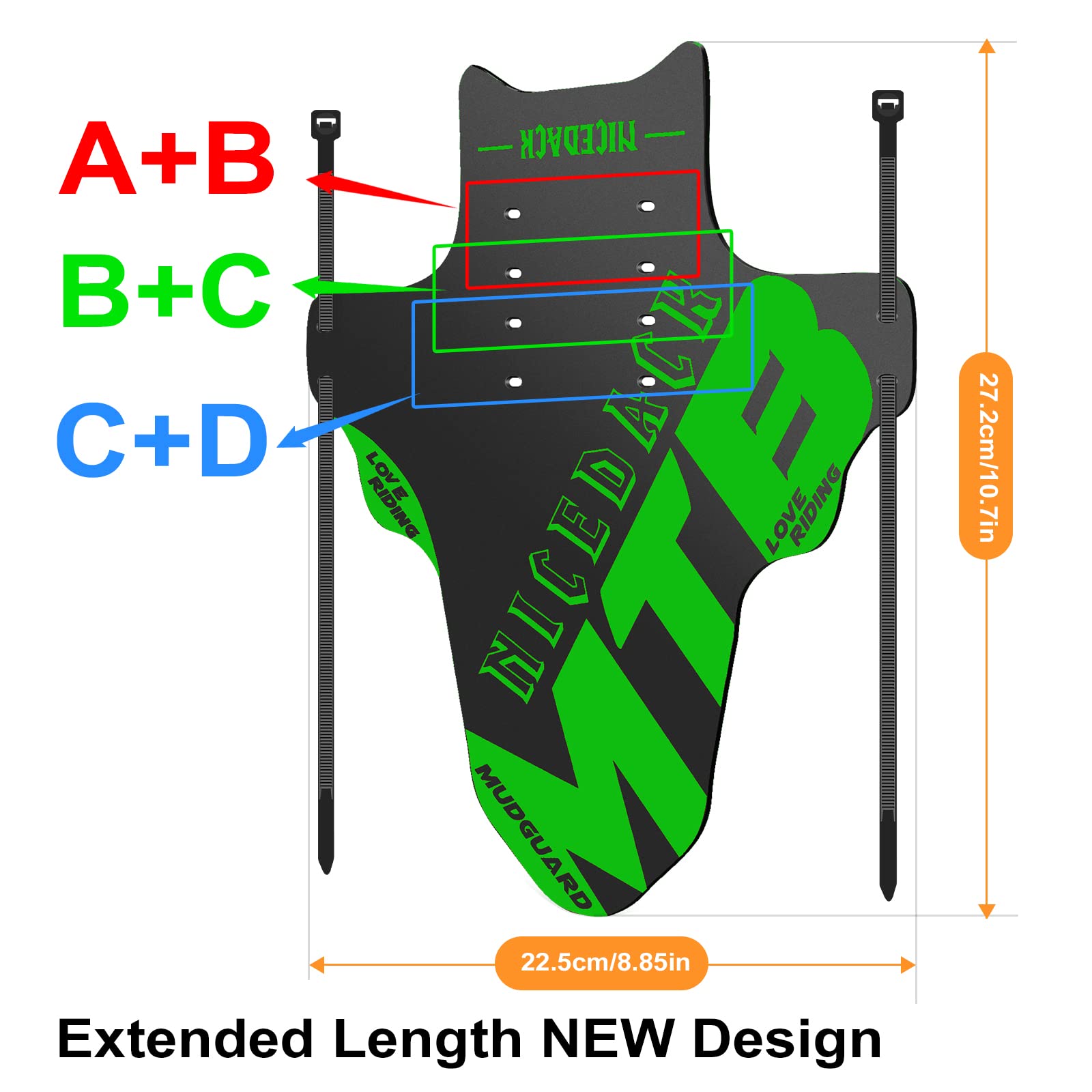 NICEDACK Mudguards Mountain Bike, 2 Pieces Mudguard Fit 20-29 Inch MTB Mudguard Front and Rear Compatible Bicycle Splash Guard
