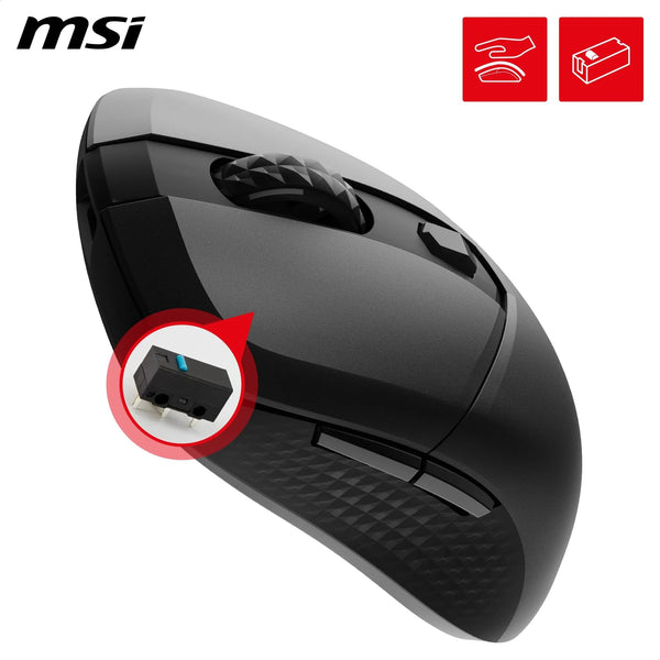 MSI CLUTCH GM51 LIGHTWEIGHT Gaming Mouse - 26000 DPI Optical Sensor, Elite 0.125ms Latency, 60M+ Click OMRON Switches, 6-Buttons, FriXionFree Cable, RGB Diamond LightGrips, 75g - Wired