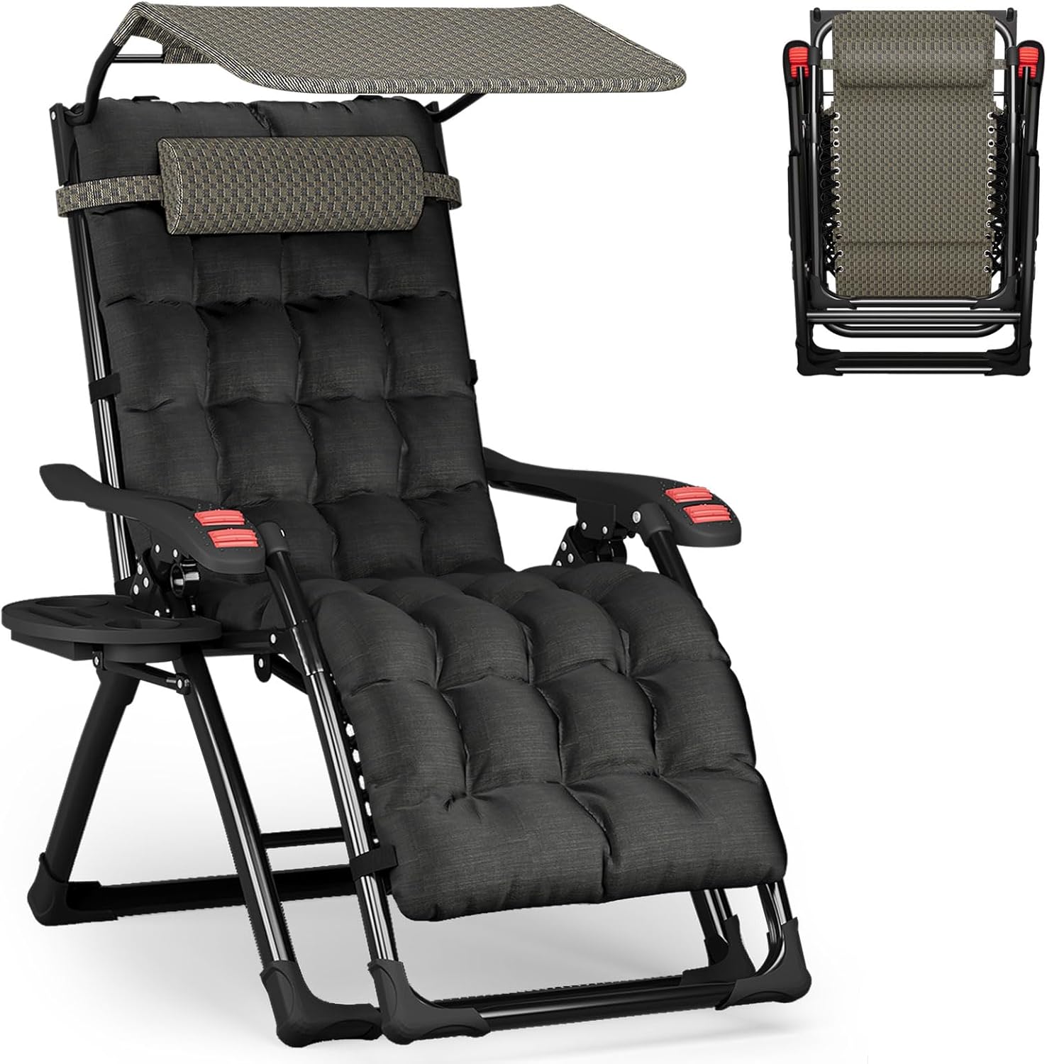 ATORPOK SHOP Zero Gravity Chair with Canopy Shade, Patio Folding Lounge Recliners, Anti Gravity Chair Lawn Patio with Cup Holder Accessory for Garden Beach Camping