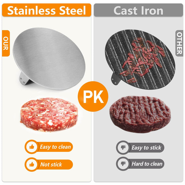 HULISEN 8.5-Inch Burger Press, 2.5 lbs Heavy Duty Bacon & Grill Press, Stainless Steel Smashed Burger Press, Round Smasher with Wood Handle, BBQ Griddle Accessories for Hamburger, Steak, Meat…