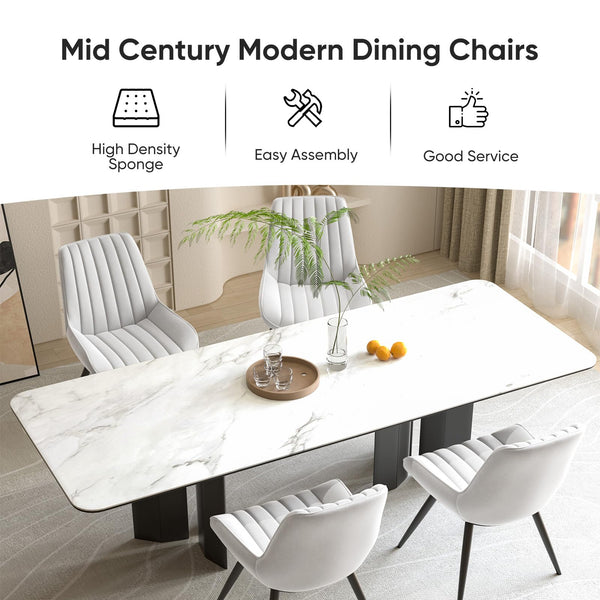 Hawthyhome Dining Chairs Set of 4 |Upholstered Chairs with 10cm Thick Seat Cushion •Upholstered Fabric Dining Chair •Kitchen Chair with Backrest •Modern Armchairs with Metal Legs •Dark Grey