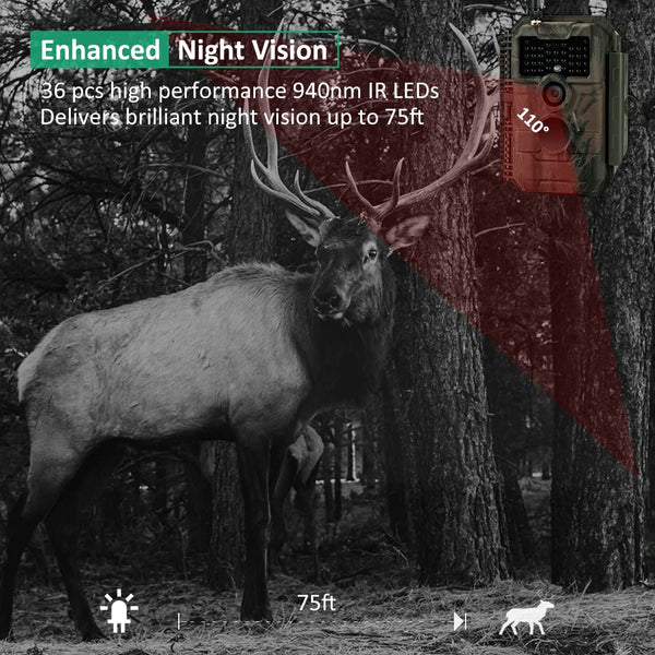 GardePro E7 WiFi Wildlife Camera, 64MP 1296P, Phone App, 100ft Night Vision, Game Cameras with Motion Activated Waterproof, for Hunting, Wildlife, Deer Camera