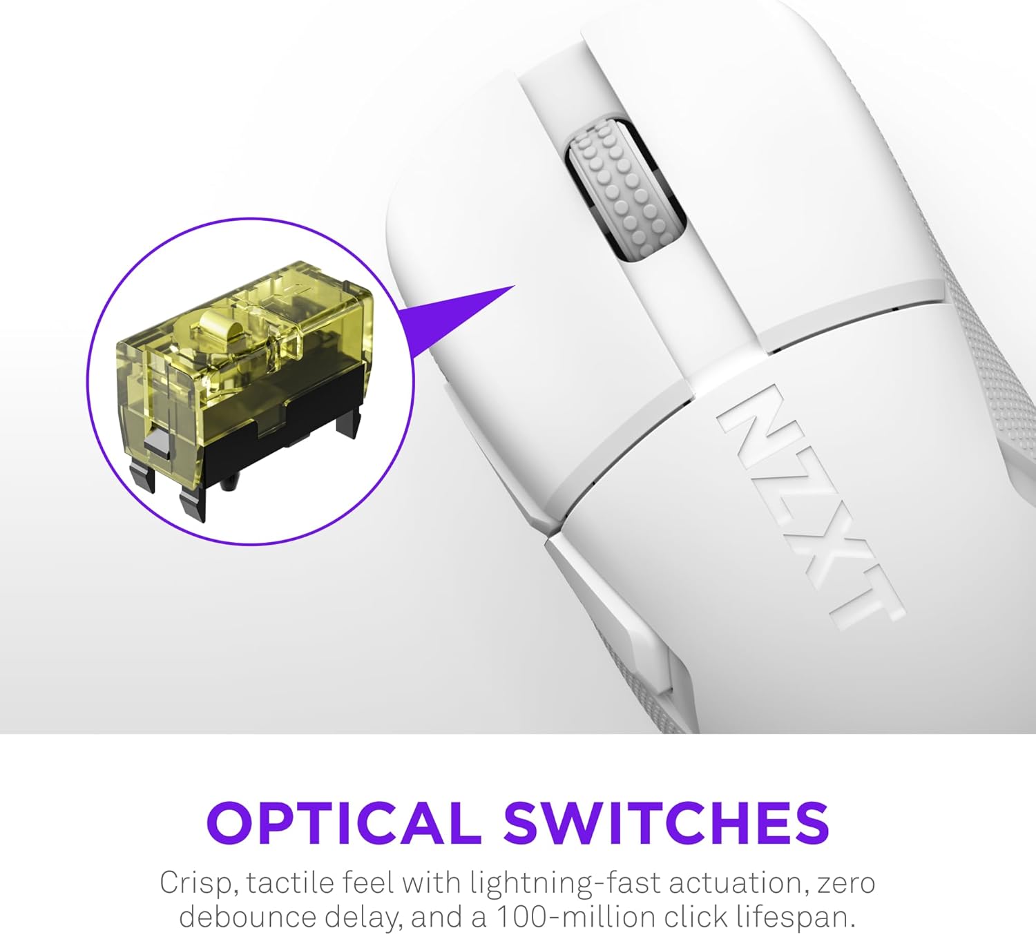 NZXT Lift Elite Wireless Gaming Mouse - Ultra-Lightweight 57 g - 4K/8K Polling Rates, Optical Switches, 26K DPI Optical Sensor - Long Battery Life - Rubber Side Grips - 5 Programmable Buttons - Black