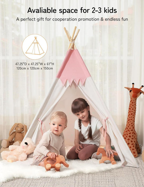 besrey Kids Play Tent Playhouse for Indoor & Outdoor – Spacious Design with Windows, Christmas Tree Flag & Lights Included