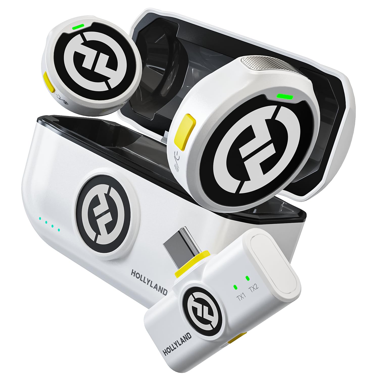 Hollyland Lark M2 Wireless Lavalier Microphone (2TX+1RX) Compatible with Camera, iPhone, Android, PC, 300m LOS Range, Hi-Fi Audio, Noise Cancelling, 40H Duration, Lapel Mic for Livestream Vlog-Black