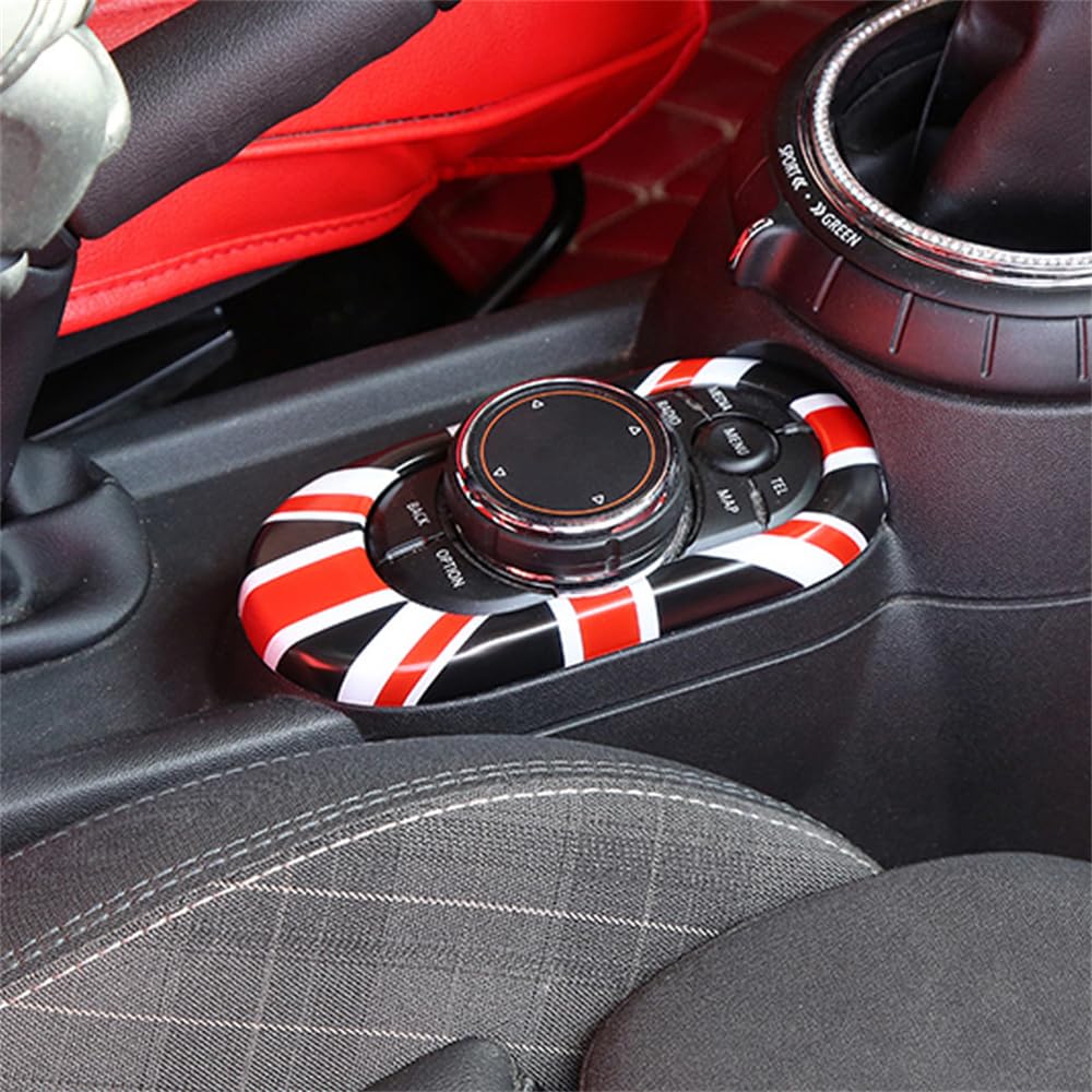 ABS Plastic Center Console Multimedia Gear Shift Panel Frame Trim Cover for Mini Cooper F55 Hardtop F56 Hatchback F57 Convertible 2014~2020 (Union Jack Gray)