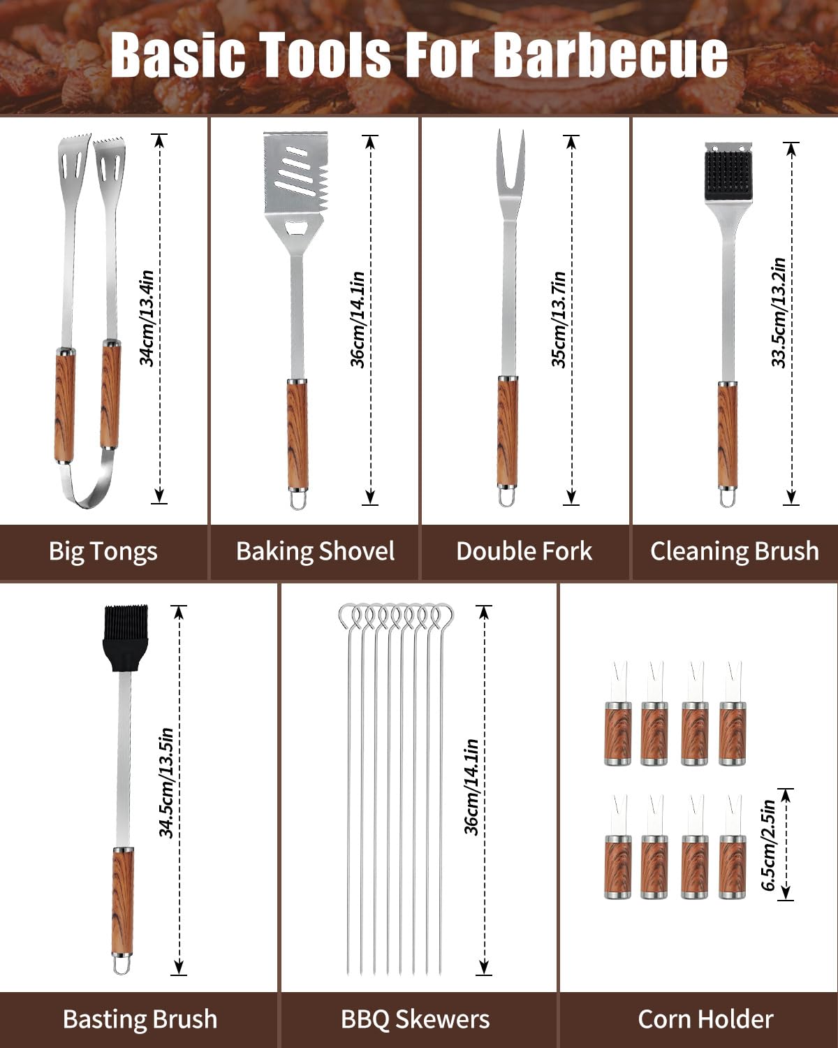 KALAHOL 7-in-1 BBQ Tools Set Extra Thick Stainless Steel Grill Tool Set with Storage Bag, Premium Complete Outdoor BBQ Utensils Set Professional Barbecue Accessories BBQ Kit for Men and Women Gift