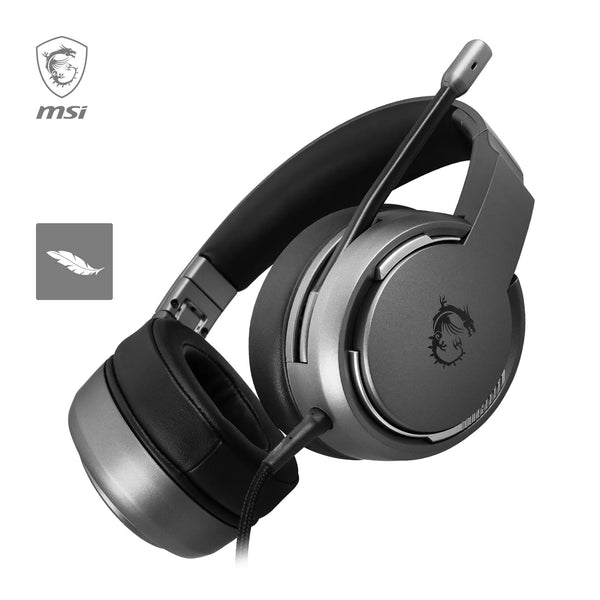 MSI IMMERSE GH50 GAMING HEADSET - 7.1 Virtual Surround Sound, Vibration Feedback, 40mm Neodymium Drivers, RGB Lighting, Detachable Mic, Inline Controls, USB 2.0 Connector - Wired (Package may vary)