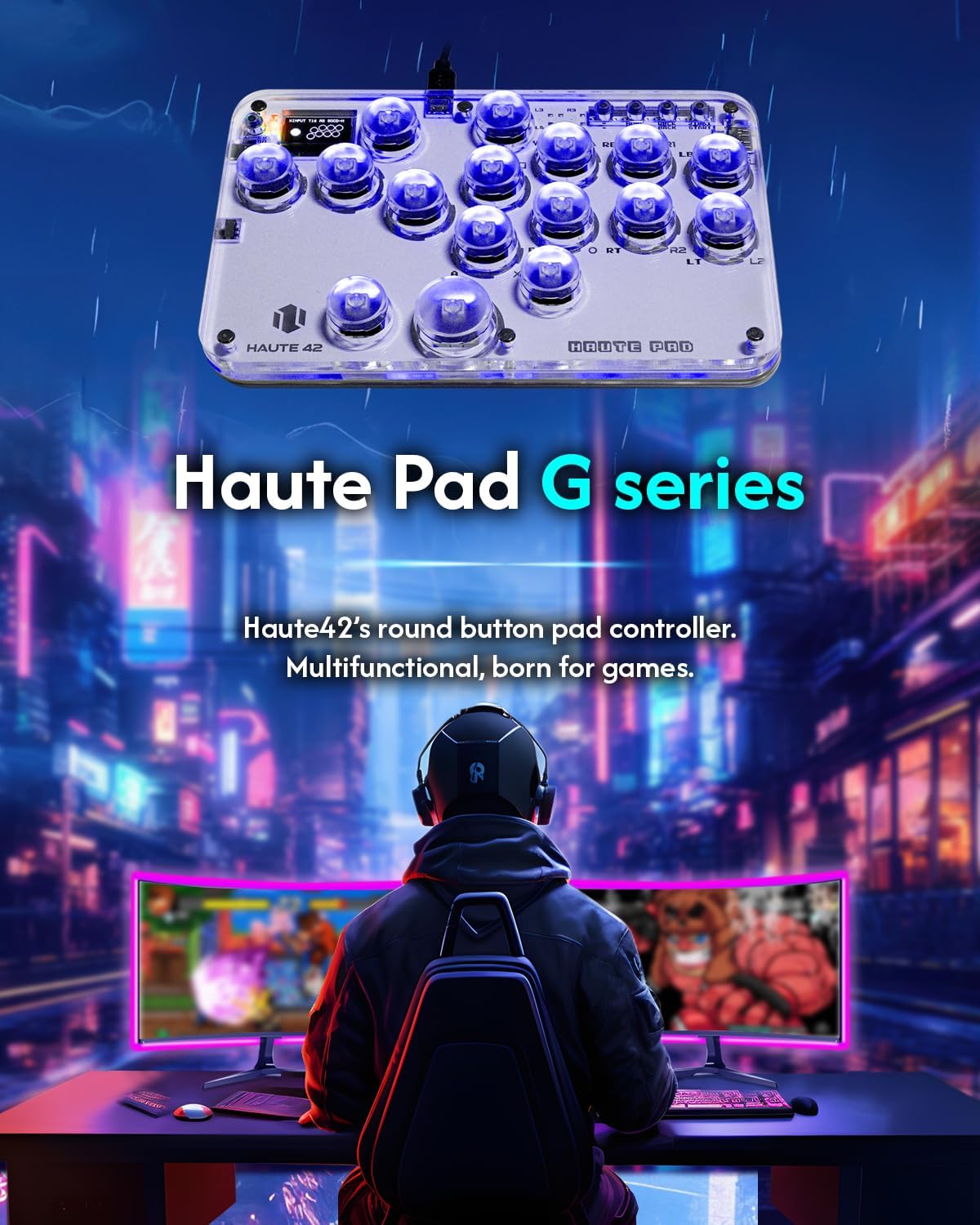 Sehawei Haute42 Arcade Stick 16Keys All-Button Gamerfinger with Custom RGB & Turbo Functions,Arcade Controller Street Fight for PC/Ps3/Ps4/Switch/Steam Game Keyboard-Supports Hot Swap & SOCD
