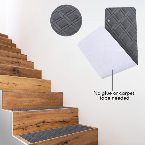 Triceratops 20cmx76cm (14-Pack) Stair Treads Carpet Non-Slip, Indoor Stair Runners for Wooden Steps, with Non Skid Rubber Backing Removable Washable