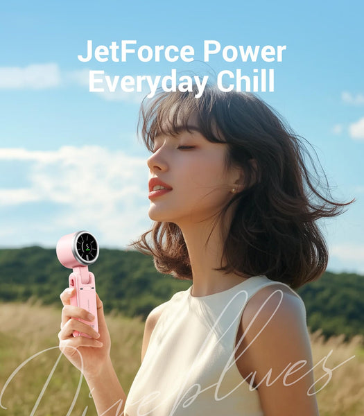 Diveblues Portable Handheld Fan, High-Speed Turbo Portable Fan, LED Display, Up to 12 Hours, 4000mAh Battery, 5 Wind Gear, Rechargeable small Hand Fan for Travel/Commute/Outdoor, Gifts for Women