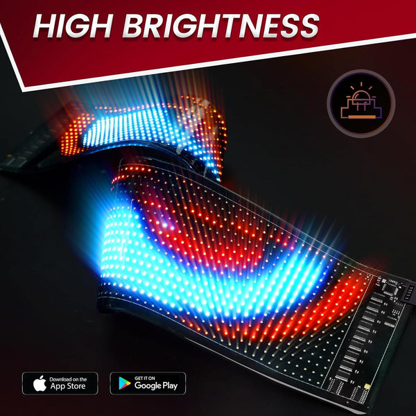 Qnoavve Bluetooth App Control LED Sign, 14.6"x3.6" Devil Eyes Car Lights, Flexible USB 5V LED Car Sign, Programmable Customizable Display Panel, Scrolling Message Board for Store Bar Hotel Party