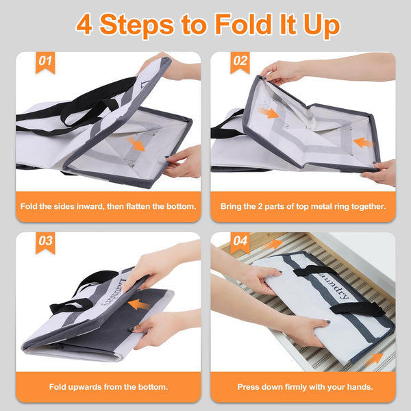 ROSOS Collapsible Foldable Hamper - Extended Double Handle, 80 L Laundry Basket for Bedroom Bathroom Dorm Storage - 1 Pack, Black