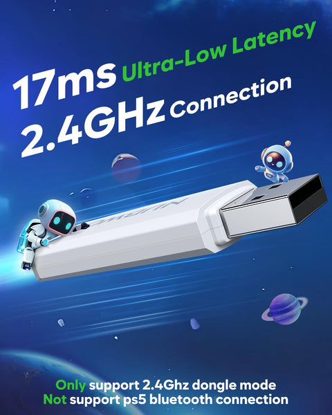 NUBWO G06 Pro Wireless Gaming Headset with Charging Station for Headset & PS5 Controller, 17ms Low Latency, 120H Battery Life, Dynamic 50mm Drivers-White (Only Compatible with PS5)