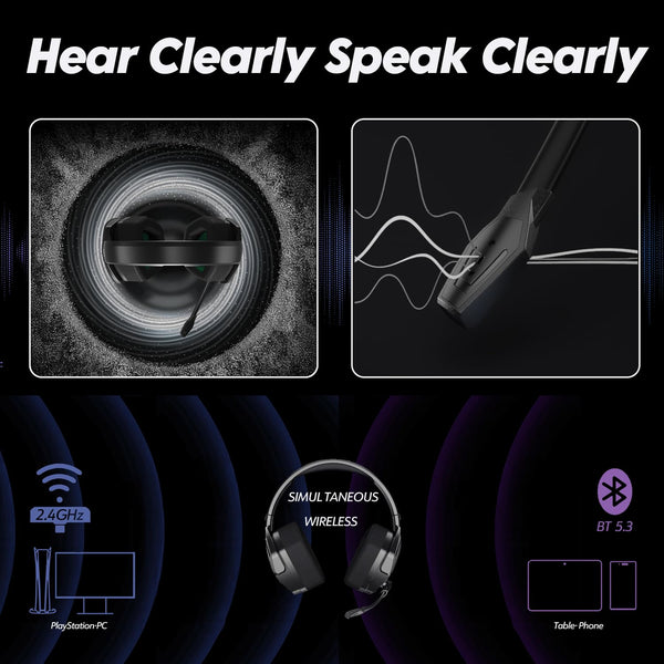 NUBWO G06 Pro Wireless Gaming Headset with Charging Station for Headset & PS5 Controller, 17ms Low Latency, 120H Battery Life, Dynamic 50mm Drivers-White (Only Compatible with PS5)