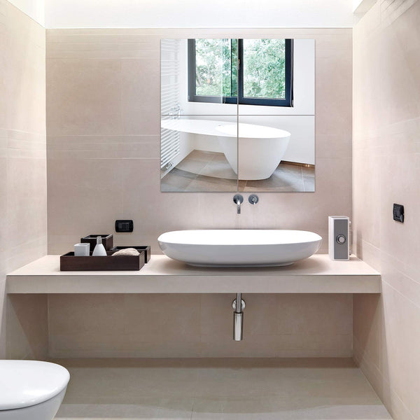 EVENLIVEFull length mirror Tiles (35cm35cm4Pcs-Glass) Frameless wall mirror, self adhesive long mirror, body mirror, used as gym mirrors for home