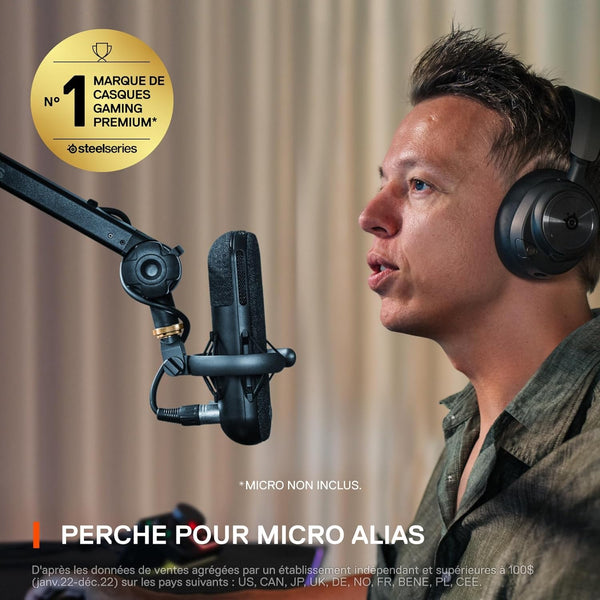 SteelSeries Alias USB Mic for PC — 3x Bigger Capsule for Gaming, Streaming and Podcasting — Sonar for Streamers Audio Software — AI Noise Cancelling — LED Mute & Level Monitoring — Shock Mount - Black