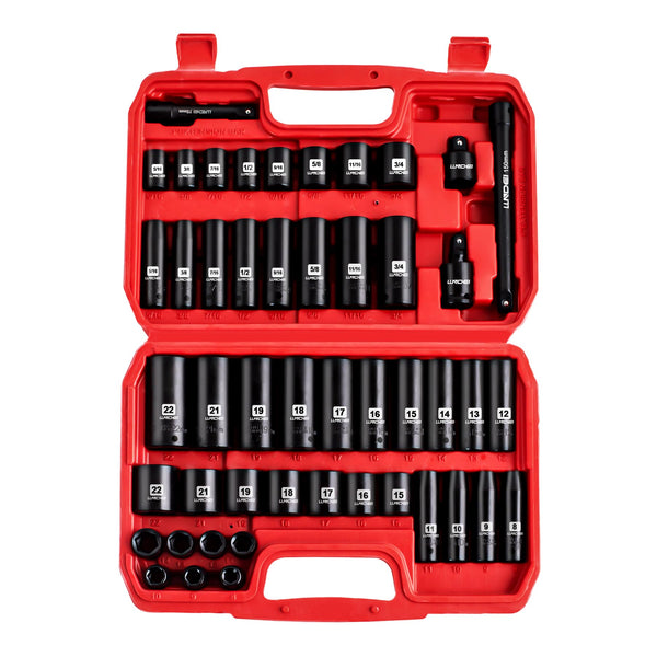 LLNDEI 1/4-Inch Drive Impact Socket Set, 52 PCS Mechanic Tool Set with Ratchet & Adapter, CR-V, Metric and Standard Full Sockets with Storage Tool Kit for Household & Automotive Repair & DIY Project