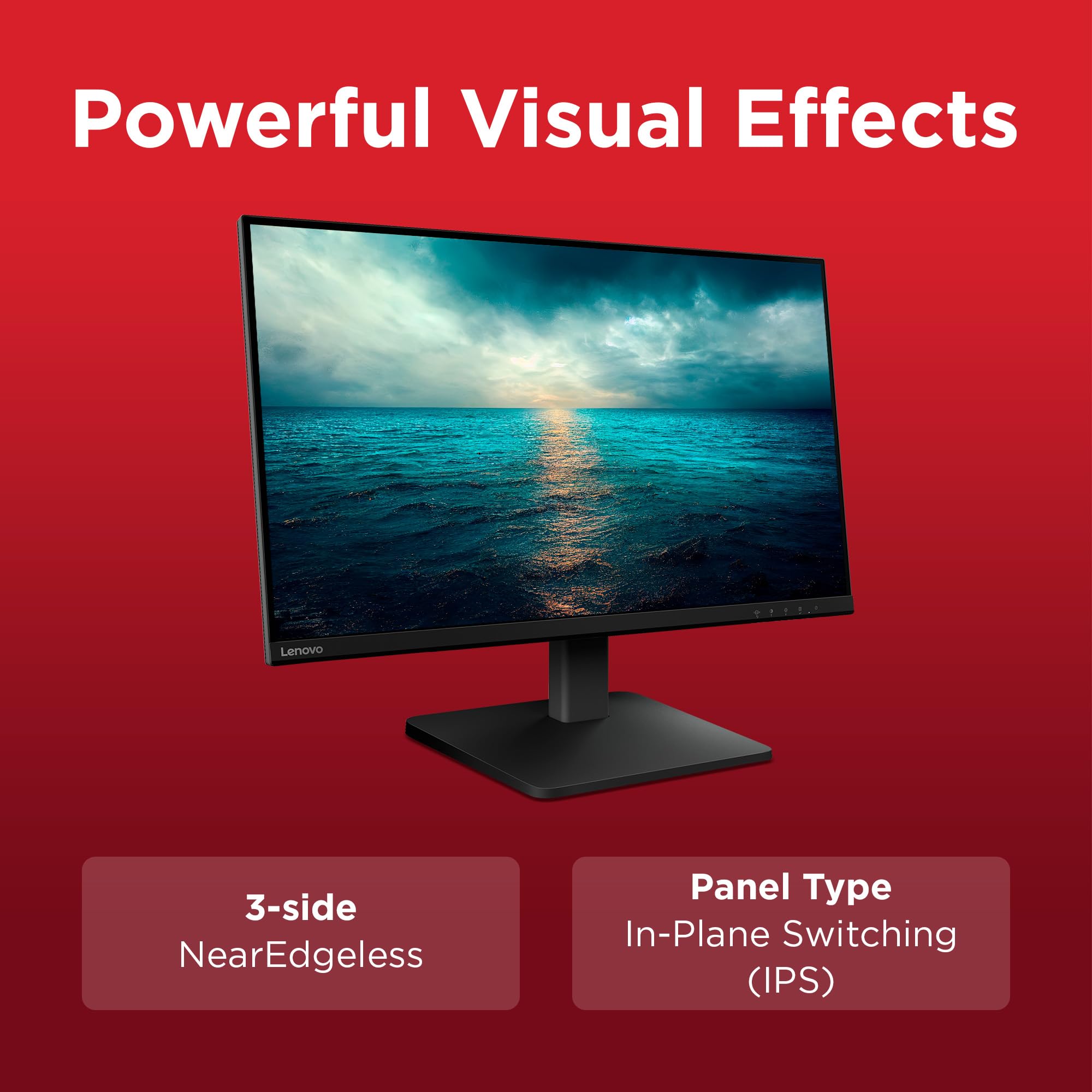 Lenovo L27i-4B 27 Inch PC Monitor | FHD, 1080p, 48-100Hz, IPS, 4ms, VGA and HDMI