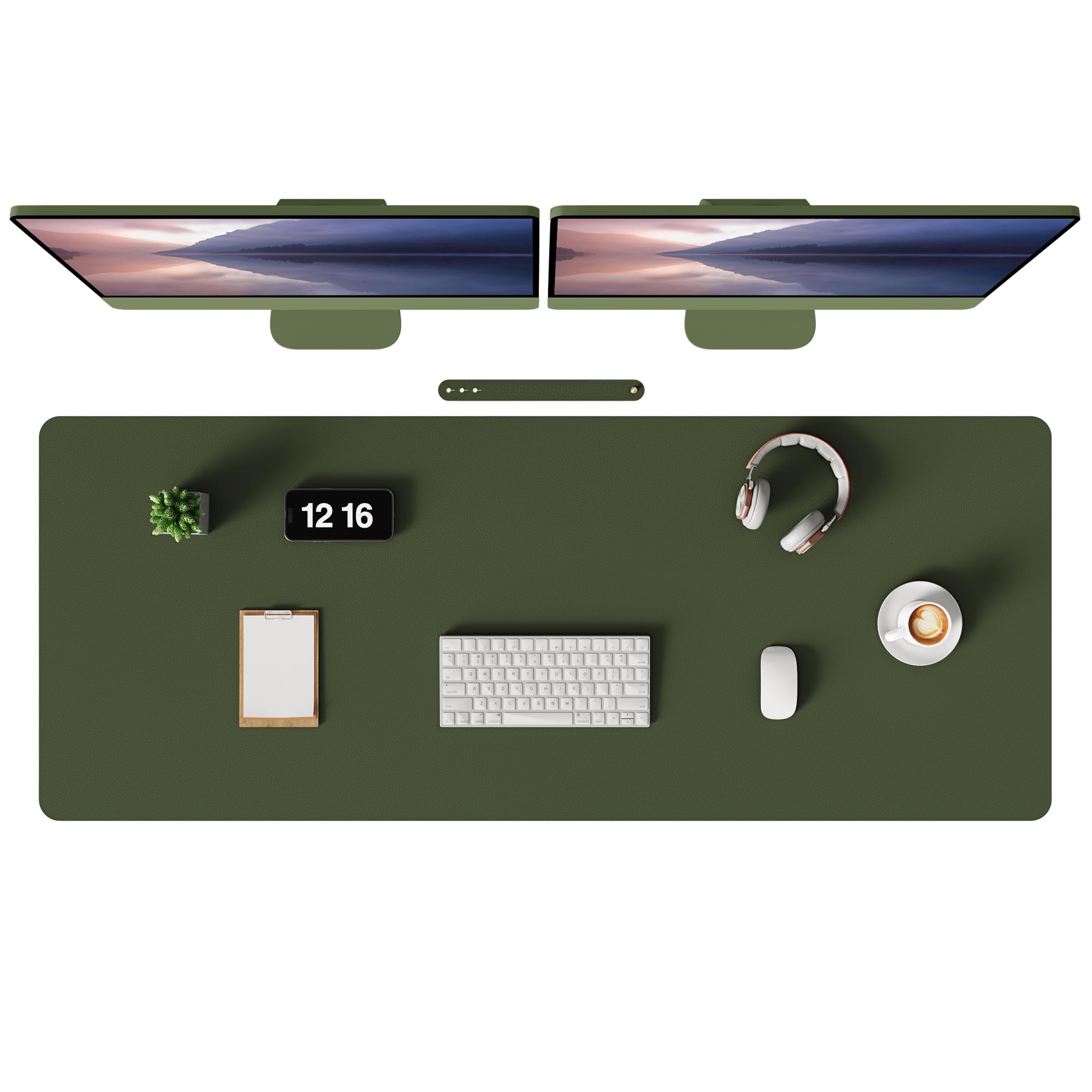 MOLMO Non-Slip Desk Mat, Waterproof Desk Pad Table Protector, Easy Clean Laptop Mat Large Mouse Pad Leather Writing Mat with Suede for Office /Home/Decor (Light Green, 60 x 35 cm)