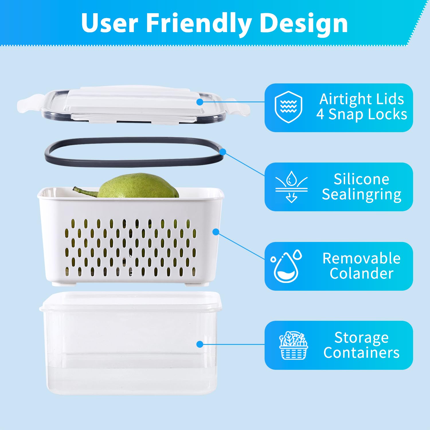 KUMD 50-Piece Airtight Food Storage Containers with Lids | Leakproof, BPA-Free, 25 Containers+ 25 Lids, Stackable & Microwave Safe Kitchen Organisers for Pantry, Meal Prep & Freezer Use, 40ml-2.5L