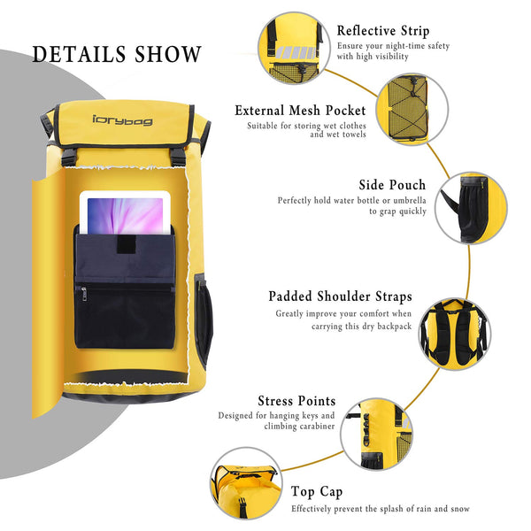 IDRYBAG Waterproof Backpack for Men 25L/45L, Dry Bags Waterproof Bag Kayak, Waterproof Dry Bag Backpack Hiking