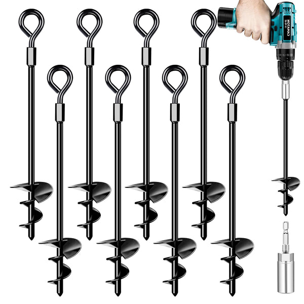 KAMFWERT Trampoline Ground Anchor Set of 8, Heavy Duty Trampoline Anchor Kit for Tents, Swings, Canopies, Metal Trampoline Anchor Kit Strong Wind