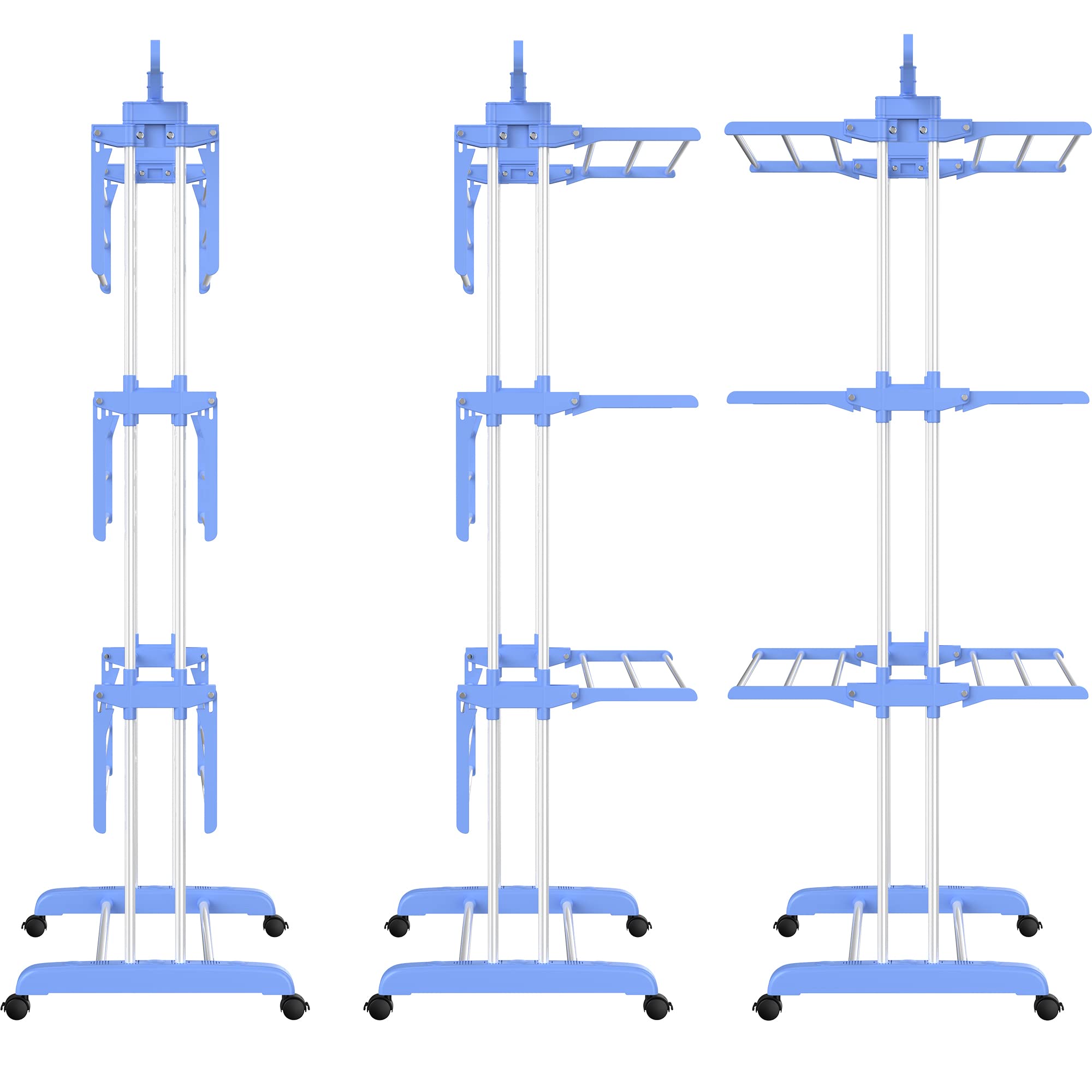 HOMIDEC Airer Clothes Drying Rack,4-Tier Foldable Clothes Hanger Adjustable Large Stainless Steel Garment Laundry Racks for Indoor Outdoor