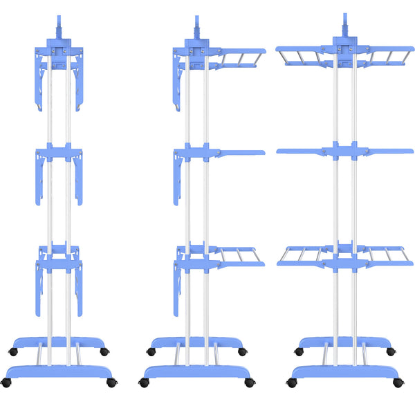 HOMIDEC Airer Clothes Drying Rack,4-Tier Foldable Clothes Hanger Adjustable Large Stainless Steel Garment Laundry Racks for Indoor Outdoor