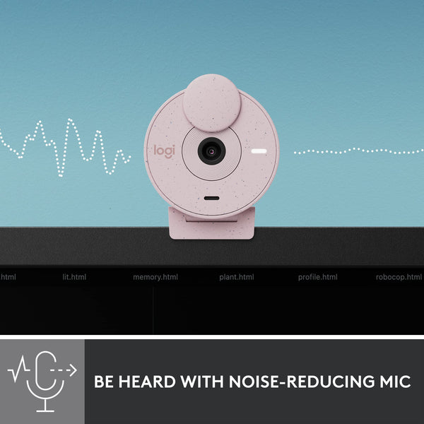 Logitech Brio 300 Full HD Webcam with Privacy Shutter, Noise Reduction Microphone, USB-C, Ceritified for Zoom, Microsoft Teams, Google Meet, Auto Light Correction, Streaming Webcam - White