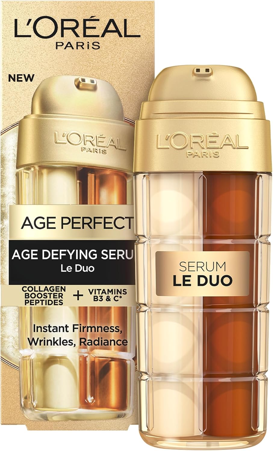 L’Oréal Paris Age Defying Serum Le Duo, Collagen Peptide Booster and Vitamins B3 & C*, Instant Firmness & Radiance, Clinically Proven Result, Reverse Appearance of up to 5 Years of Wrinkles*, 30ml
