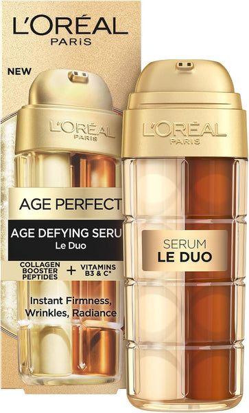 L’Oréal Paris Age Defying Serum Le Duo, Collagen Peptide Booster and Vitamins B3 & C*, Instant Firmness & Radiance, Clinically Proven Result, Reverse Appearance of up to 5 Years of Wrinkles*, 30ml