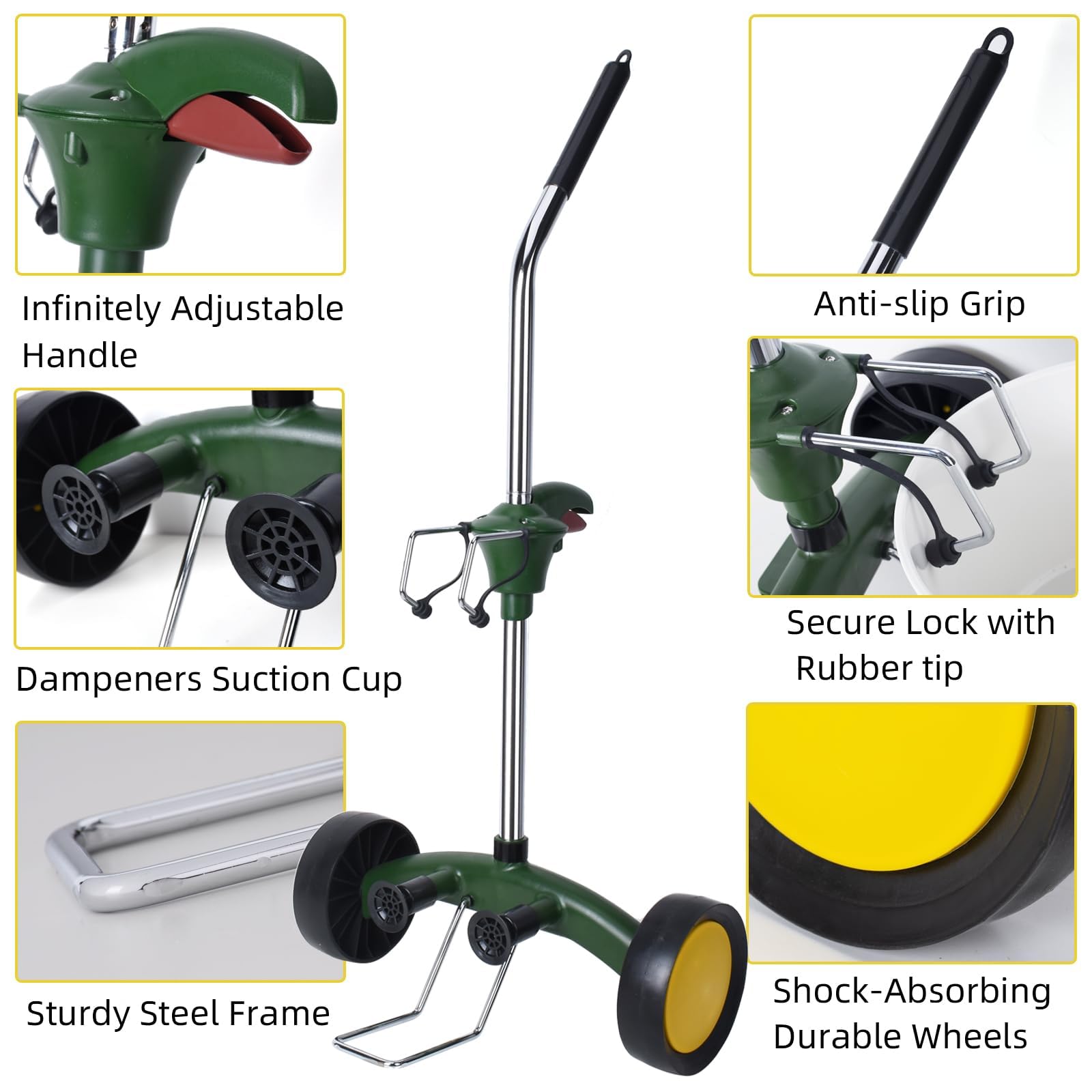 EZwoks Adjustable Plant Dolly with Wheels, Heavy Duty, Black, Fits Pots 8" to 30" High, Max 165 Lbs Weight Capacity, Garden/Living