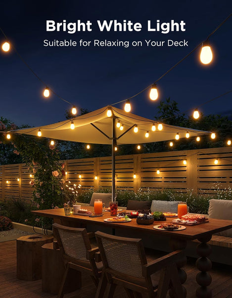 Govee Outdoor String Lights 15M, Smart RGBIC Dimmable Lights Warm White LED Bulbs, IP66 Waterproof Garden Lights with 111 Scene Modes, Works with Alexa, Google Assistant, Matter for Backyard, Party