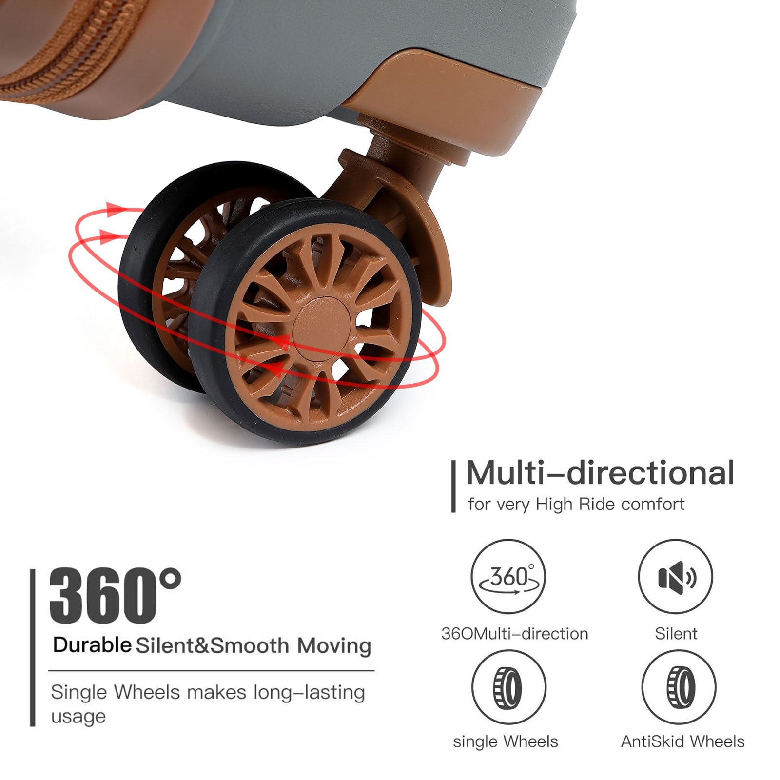 Kono Luggage Sets of 2 Piece Lightweight Polypropylene Hard Shell Suitcase with TSA Lock Spinner Wheels Travel Carry On Hand Cabin Luggage with Beauty Case (Set of 2, Black)