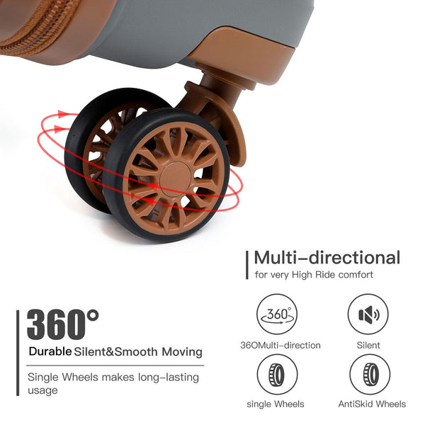 Kono Luggage Sets of 2 Piece Lightweight Polypropylene Hard Shell Suitcase with TSA Lock Spinner Wheels Travel Carry On Hand Cabin Luggage with Beauty Case (Set of 2, Black)