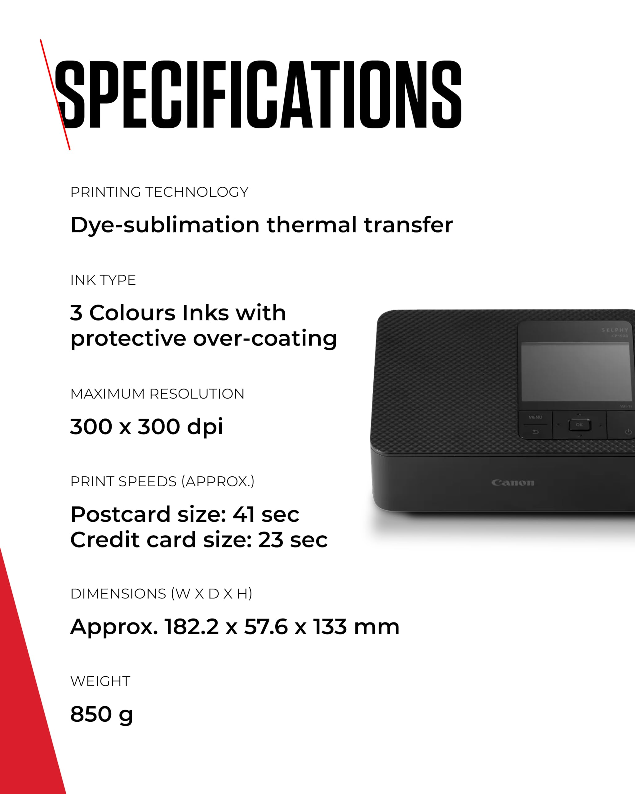 Canon SELPHY CP1500 Compact Photo Printer – Wireless Printing, Long-Lasting Prints, USB-C & SD Card Connectivity – Ideal for Scrapbooks & Photo Albums, White GB